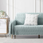 BOURINA Aqua Throw Blanket 50 x90 Inches Throw Textured Solid Soft Sofa Throw - Image 2