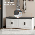 Homleke Shoe Storage Bench, 4 Doors & Thickened Padded Seat Cushion