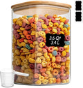 ComSaf Glass Storage Jars with Bamboo Lids 3.6 Qt Large Pantry Square