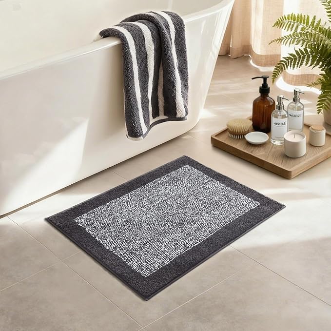 Bathroom Rugs 24x17 Non Slip Washable, Dark Grey Bath Mat - Image 4