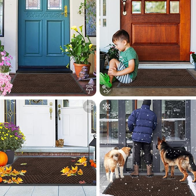 Smiry Front Door Mat Outside Entrance, Heavy Duty Sturdy Natural Rubber Doormat - Image 7