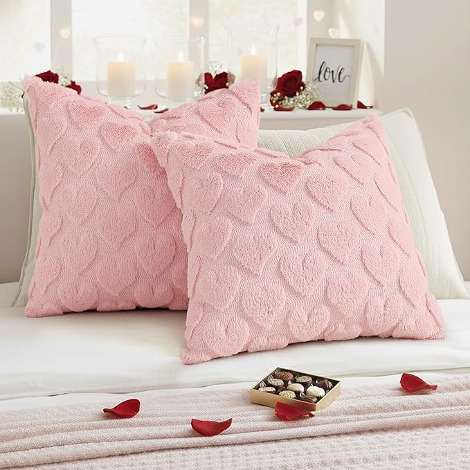 decorUhome Valentine’s Day Soft Plush Throw Pillow Covers 16x16 Inch Set of 2 - Image 3