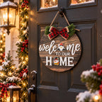 Interchangeable Welcome Sign Front Door with 4 Seasonal Wreaths & 21 Icons