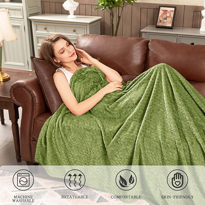 inhand Sage Green Fleece Throw Blanket - Image 6