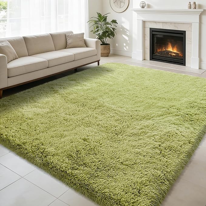 6x9 Fluffy Area Rug for Living Room, Shag Area Rugs for Bedroom, Grass Green by yulidayang