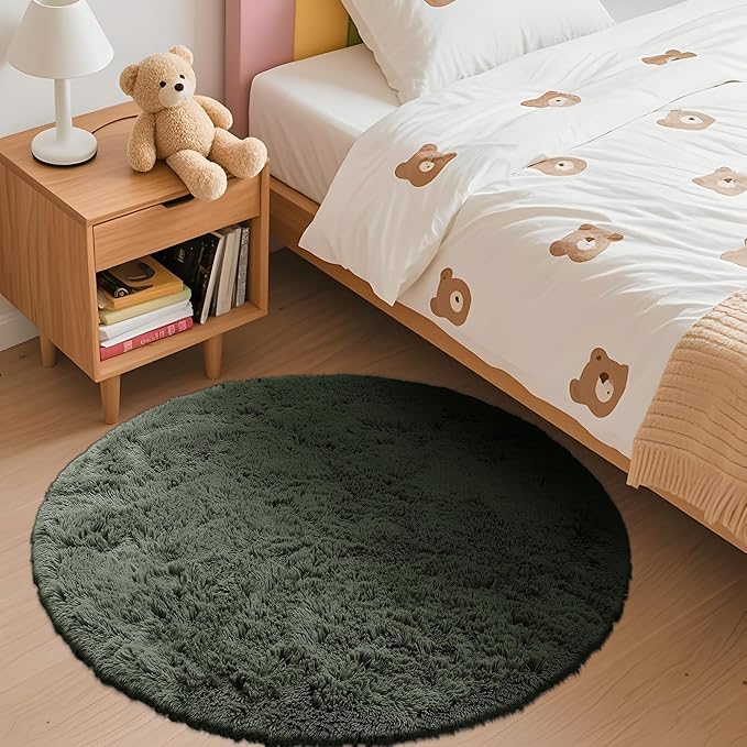 OLANLY Olive Green Round Rugs for Bedroom - Image 3