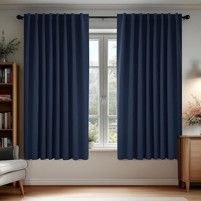 Deconovo Blackout Curtains, Thermal Insulated, W70 x L63 2 Panels, Back Tab by Deconovo