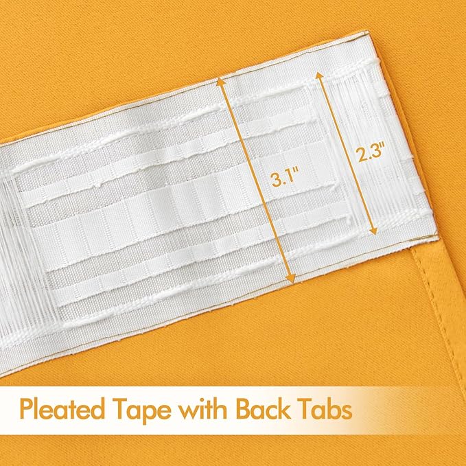 MIULEE Yellow Back Tab Blackout Curtains 102 Inch Long 2 Panels Set - Image 4