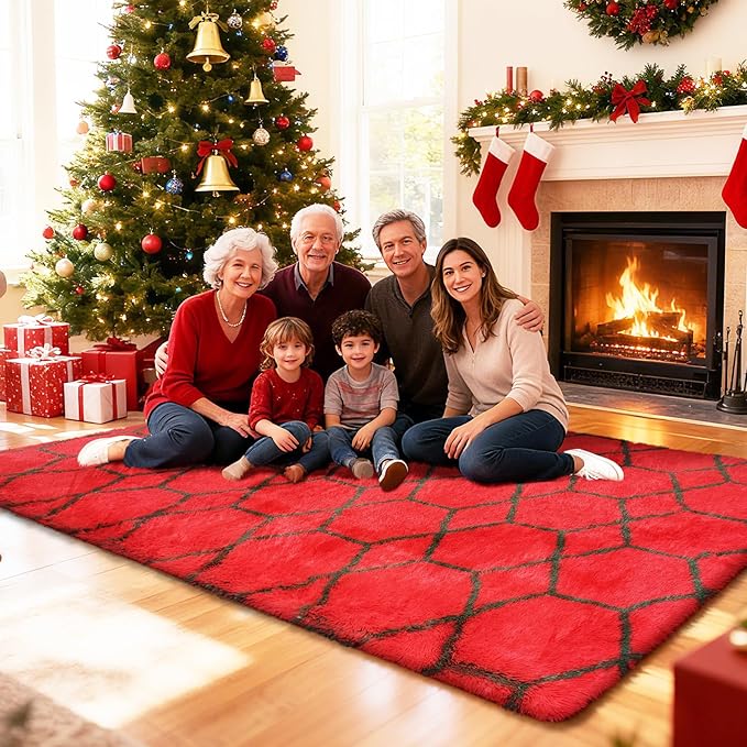 Shag Area Rug for Bedroom 4x6, Fluffy Area Rugs for Living Room, Geometric Soft - Image 3