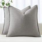 MIULEE Decorative Linen Pillow Covers 20x20 Inch Light Gray ​Boho Farmhouse​ by MIULEE