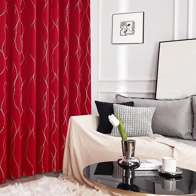 Deconovo Christmas Curtains, Thermal Insulated Noise‑Reduced Drape, Wave Line - Image 5