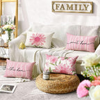 AVOIN colorlife Home Sweet Home Spring Summer Flowers Pink Throw Pillow Covers - Image 2