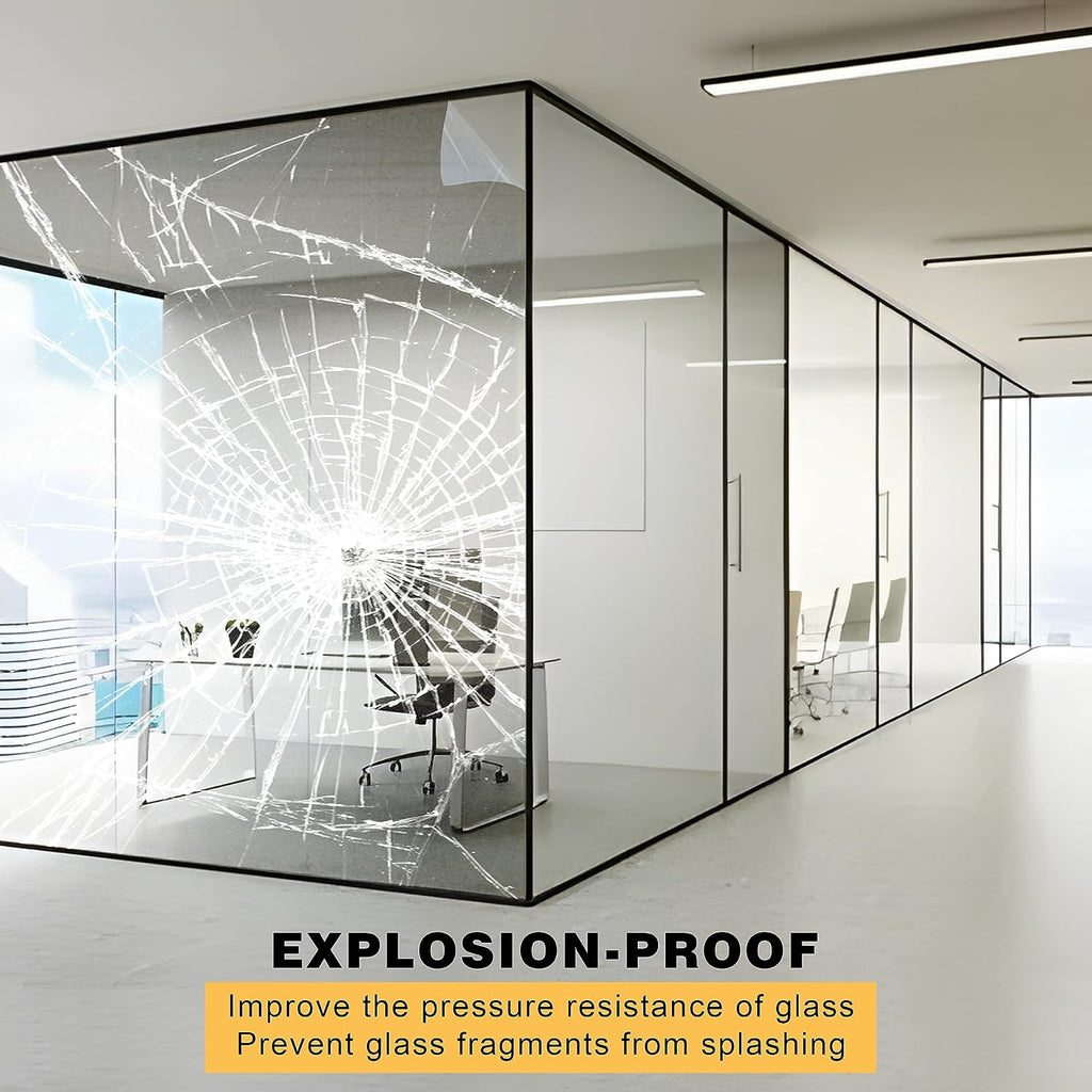 Security Window Film, Transparent Self-Adhesive Shatterproof Film, 4Mil Anti Shatter Tempered Glass Film, Glass Protective Window Film for Home/Office
