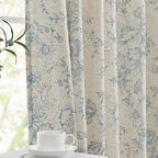 jinchan Linen Blend Curtain Floral Curtains by JINCHAN