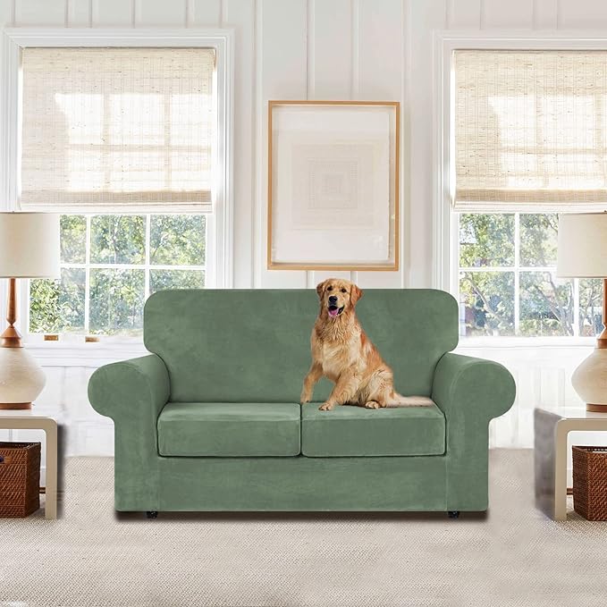 WEERRW Velvet Couch Covers for 2 Cushion Couch Sofa - Image 2