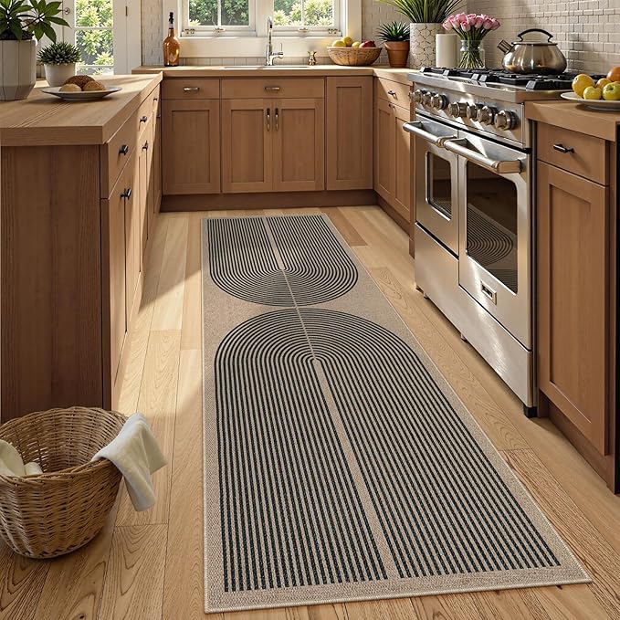 Lahome Modern Rainbow 2x8 Runner Rug, Washable Hallway Kitchen Runner Rugs - Image 2