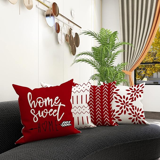 YCOLL Christmas Pillow Covers 16x16 Set of 4, Modern Sofa Throw Pillow Cover - Image 5