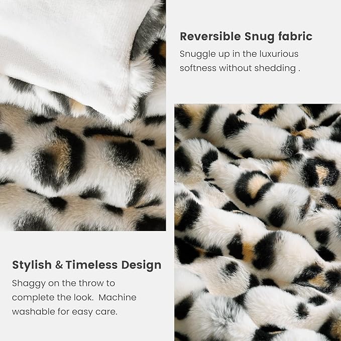 Cozy Bliss Leopard Print Faux Fur Throw Blanket - Image 6