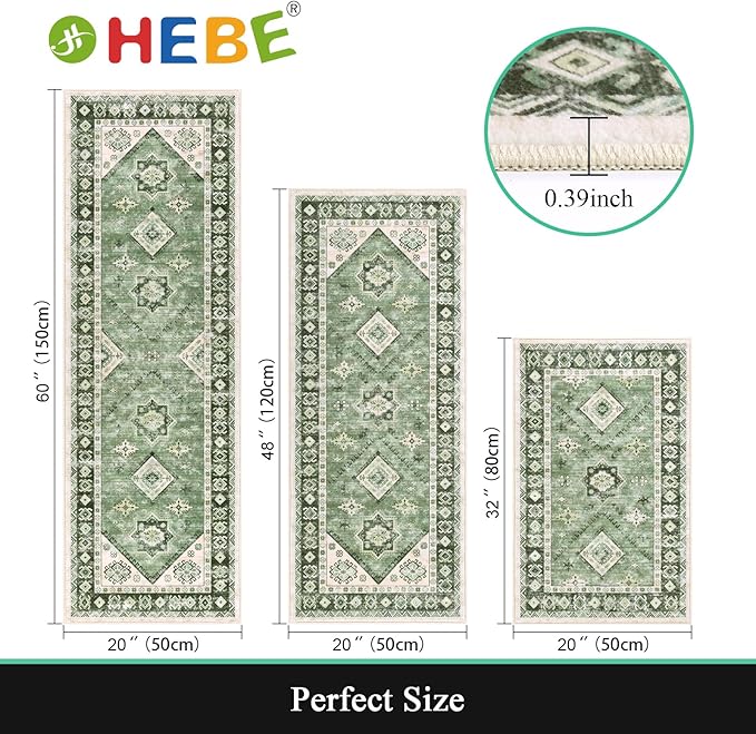 HEBE Boho Kitchen Rug Sets 3 Piece - Image 2
