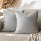 GIGIZAZA Big Velvet 24x24 Pillow Covers Silver Grey Pack of 2 Square Modern - Image 8