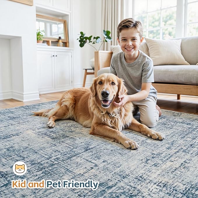 6x9 Area Rugs for Living Room Washable Rug: Anti-Skid Abstract Modern Living - Image 6