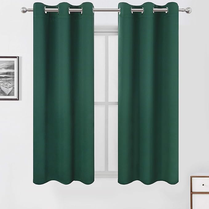 LEMOMO Dark Green Blackout Curtains/42 x 63 Inch/Set of Two Panels Grommet by Lemomo