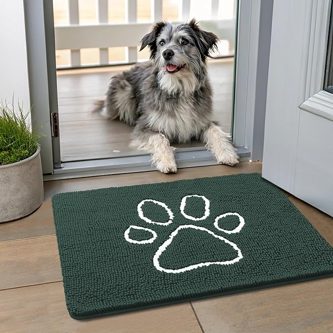 Smiry Dog Door Mat for Muddy Paws, Absorbent Dirt Trapper Non Slip Quick Dry by Smiry