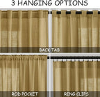 Nanspring Gold Linen Curtains 108 Inches Long - Image 2