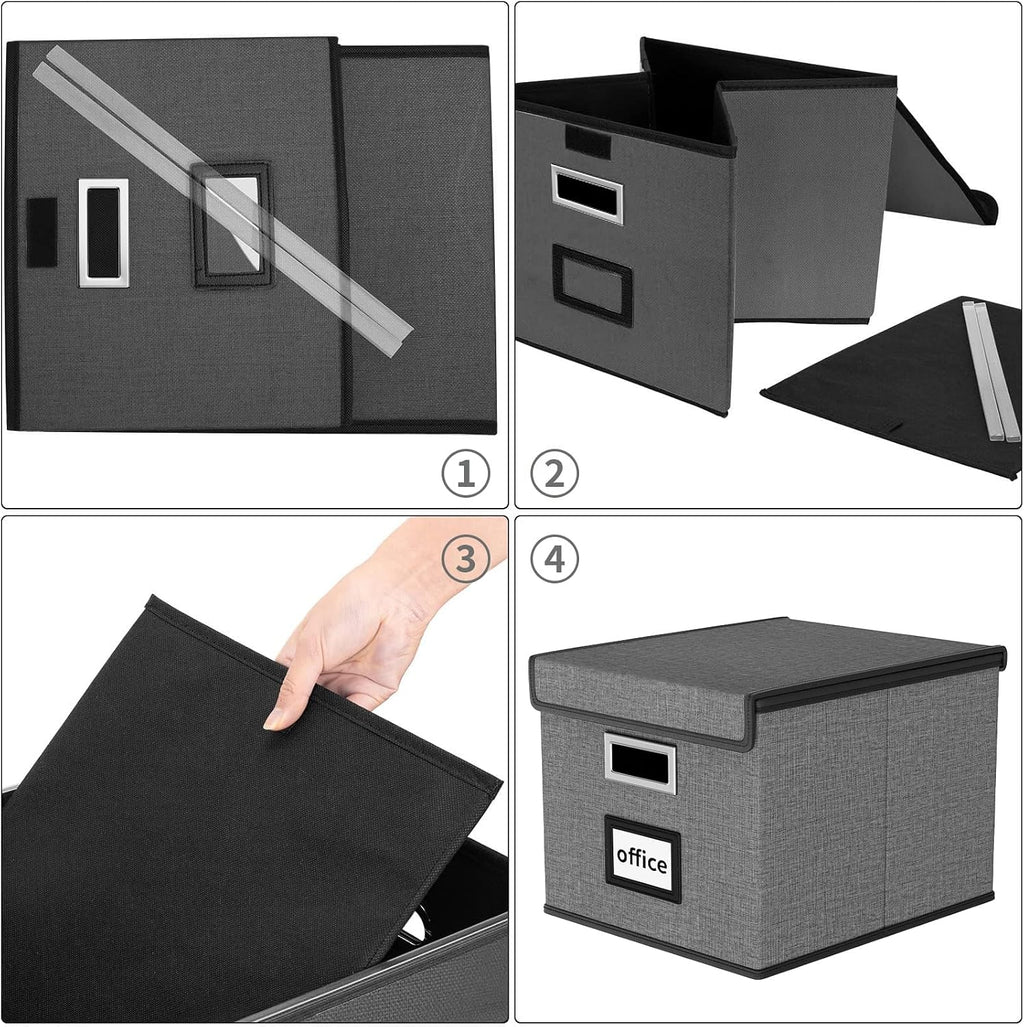 File Organizer Box with Lids, Collapsible File Folder Organizer