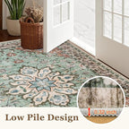 Area Rugs 10x12 Living Room Rug: Washable Rug Soft Vintage Distressed Floral - Image 9