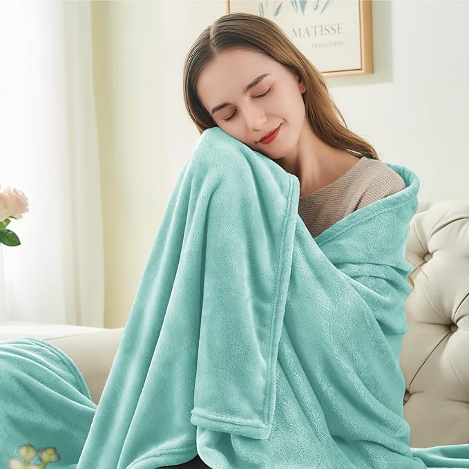 BEDELITE Fleece Blanket Twin Size Haze Blue Throw Blankets - Image 2