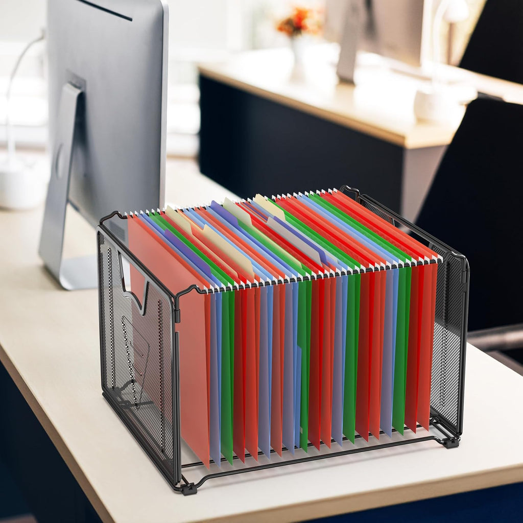 Simple Houseware Mesh Hanging File Folder Organizer, Black