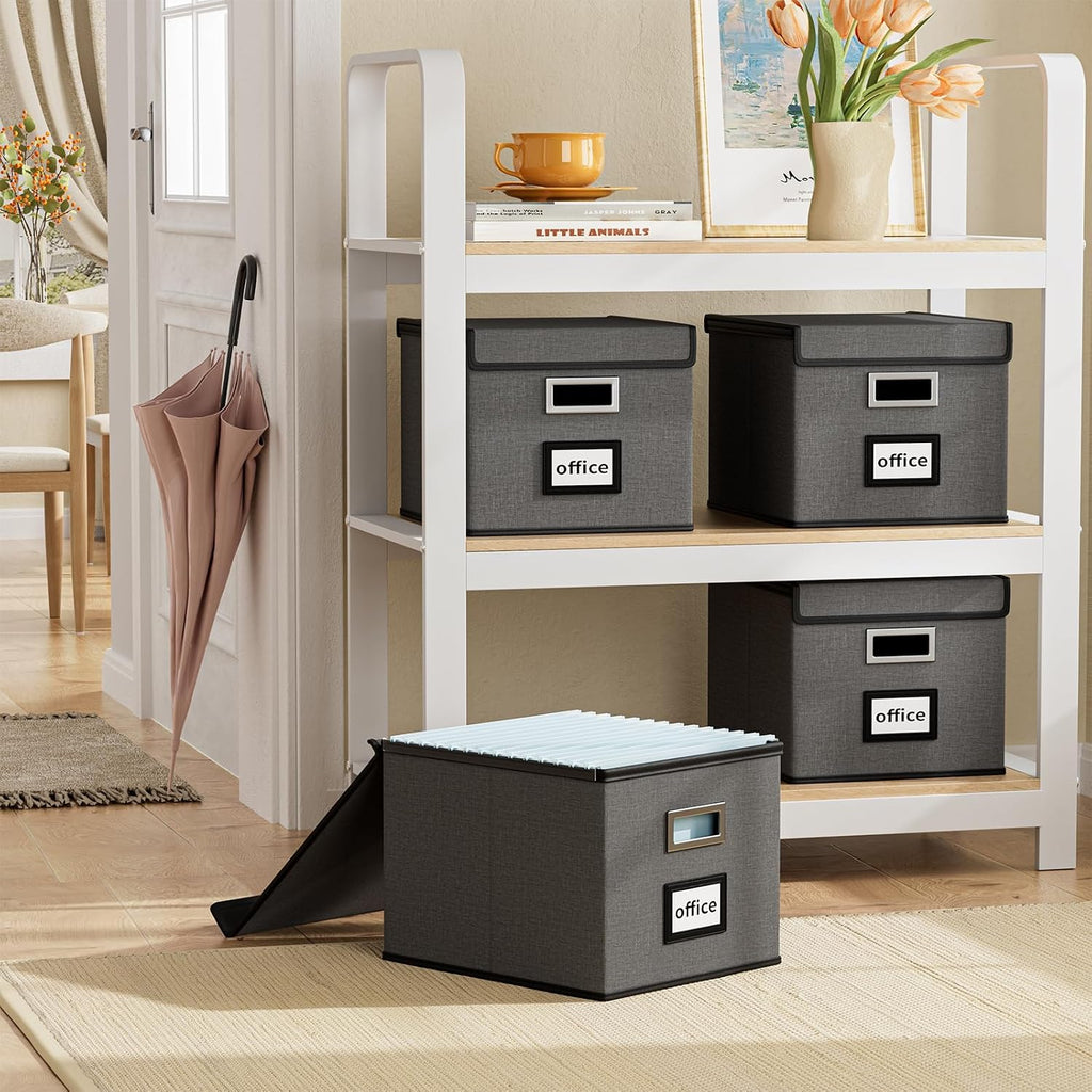 File Organizer Box with Lids, Collapsible File Folder Organizer