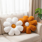 2 Pcs Flower Pillow Set, Brown White Cute Decorative Throw Pillows