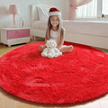 ONASAR Red Round Area Rug 4ft, Soft Bedroom Circle Rugs Floor Mat by ONASAR