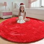 ONASAR Red Round Area Rug 4ft, Soft Bedroom Circle Rugs Floor Mat by ONASAR