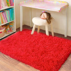 Small Area Rug, 2x3 Red Rug for Bedroom Shaggy Throw Rugs for Girls Room - Image 2