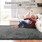 8x10 Fluffy Area Rugs for Living Room, Shag Area Rug for Bedroom, Deep Grey - Image 6