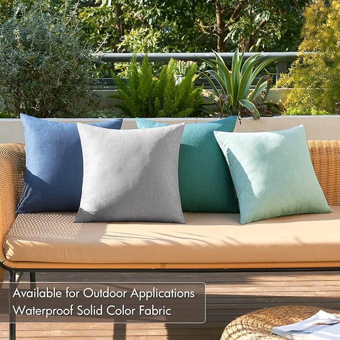 MIULEE Pack of 4 Decorative Outdoor Throw Pillow Covers Linen Waterproof Pillow - Image 2
