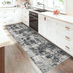2x7 Runner Rug for Hallway, Washable Modern Abstract Runner Rugs Neutral Soft - Image 3