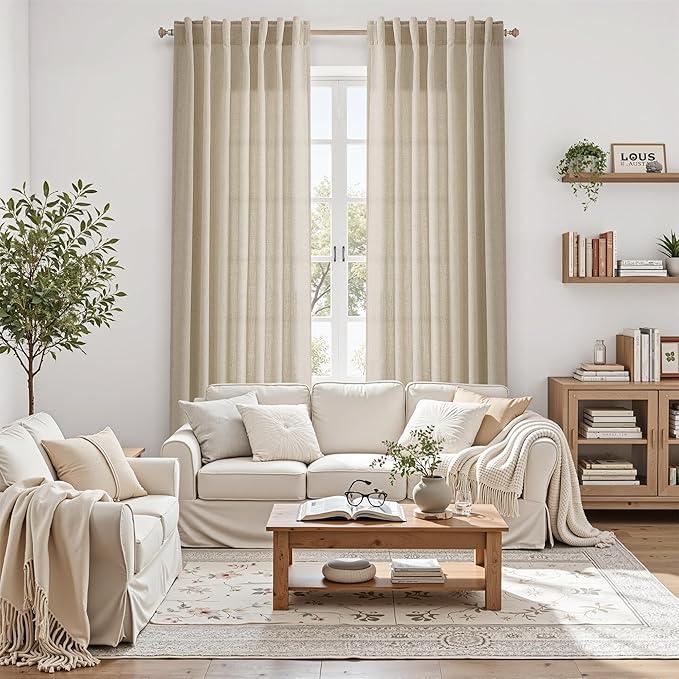 Nanspring Eggshell Beige Curtains 102 Inches Long - Image 6