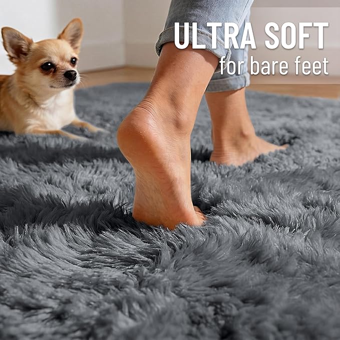OLANLY Grey Round Rugs for Bedroom - Image 4