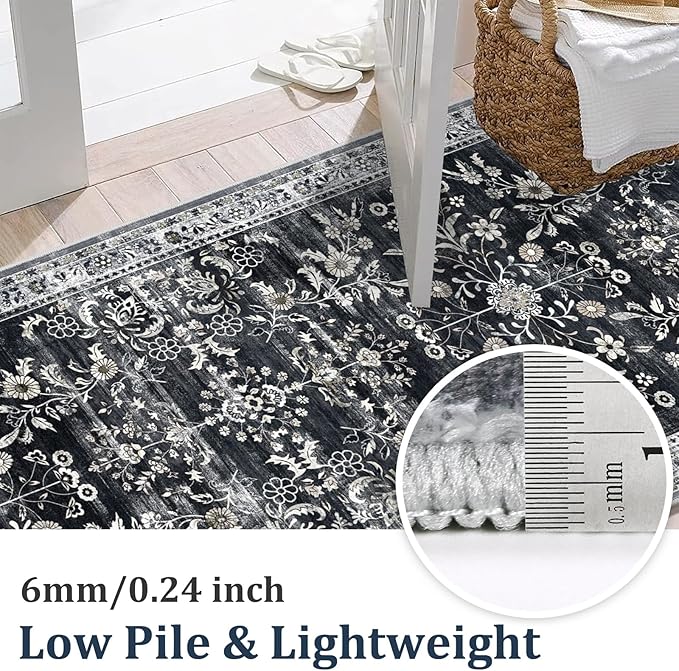 Yamaziot Washable Runner Rug 2x6 – Non Slip Boho Floral Hallway Runner Rug - Image 4