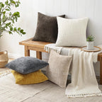 decorUhome Textured Chenille Throw Pillow Covers 20x20 Set of 2 Cream White