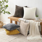 decorUhome Dark Brown Chenille Euro Sham Throw Pillow Covers 22x22 Set of 2 - Image 5