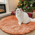 OLANLY Muted Orange Round Rugs for Bedroom by OLANLY