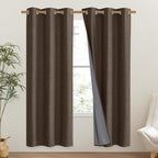 NICETOWN Coffee Vintage Linen 100% Blackout Curtains - Image 2