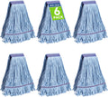 6 Pack Commercial Mop Head Replacement – Heavy Duty Mop Head for General and Floor Cleaning | Industrial Wet Mops | Washable Refill, Reusable, Looped End Mopheads | Hardwood, Concrete