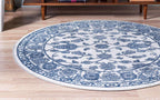 Unique Loom Boston Collection Area Rug - Floral (3' 3" Round, White Blue/ Gray)