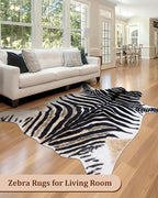 Zebra Print Rug for Living Room, Faux Fur Zebra Hide 5.2x7 Feet Animal Skin Rug - Image 6